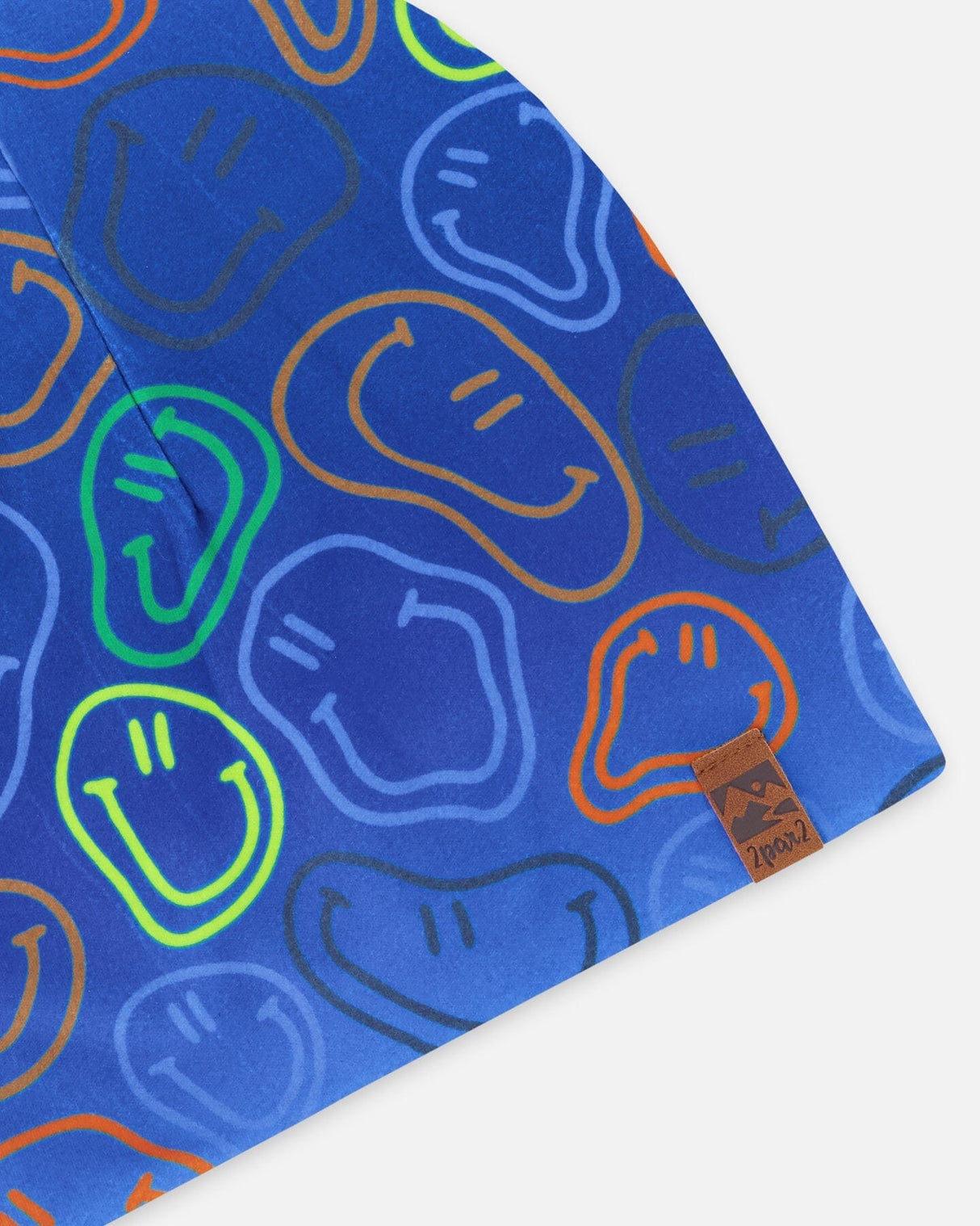 Stretch Jersey Beanie Blue Printed Smileys-4