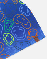 Stretch Jersey Beanie Blue Printed Smileys-4