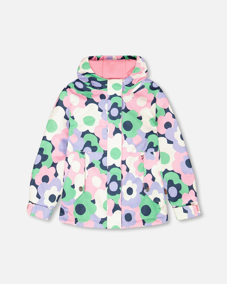 Mid-Season Jacket Black Printed Flowers-0