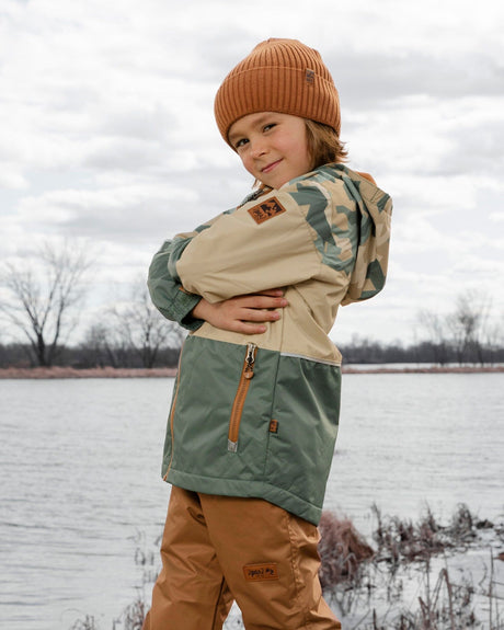 Mid-Season Jacket Green Camouflage Print-1