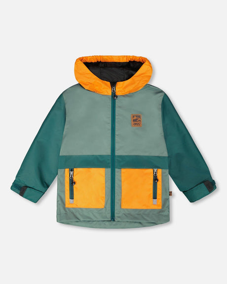 Mid-Season Jacket Dark Green And Orange-0