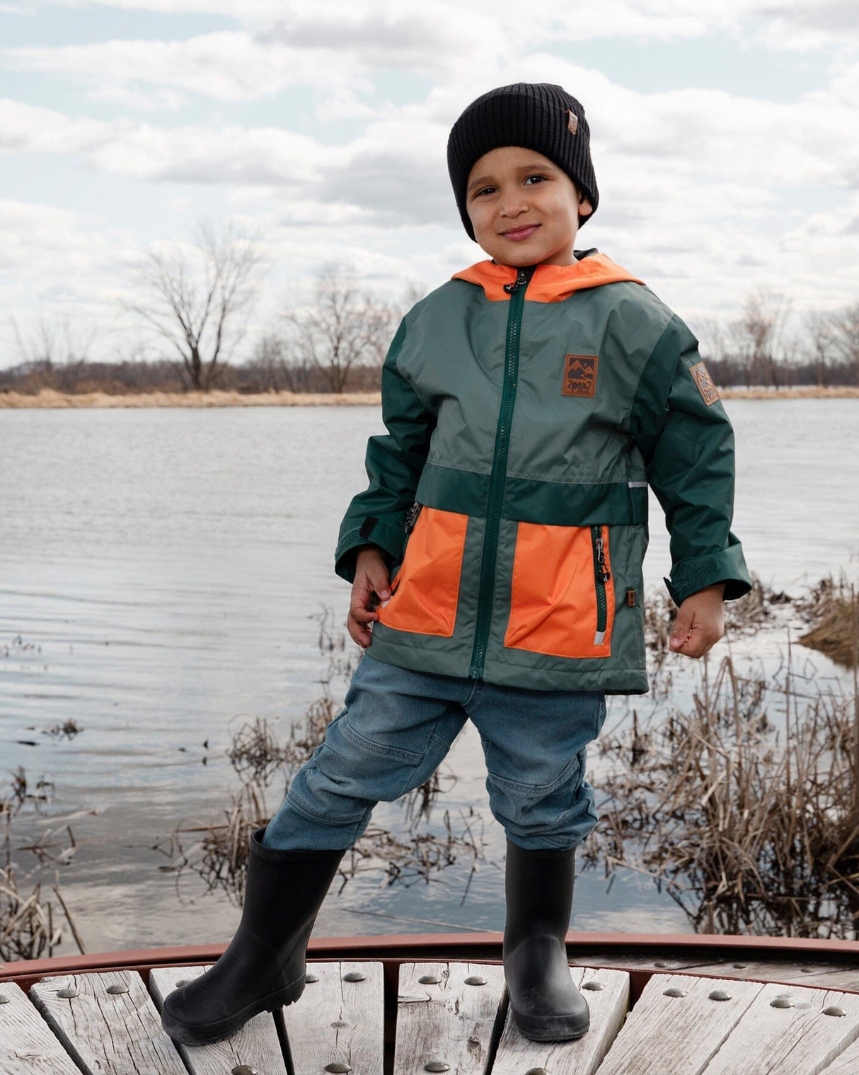 Mid-Season Jacket Dark Green And Orange-1