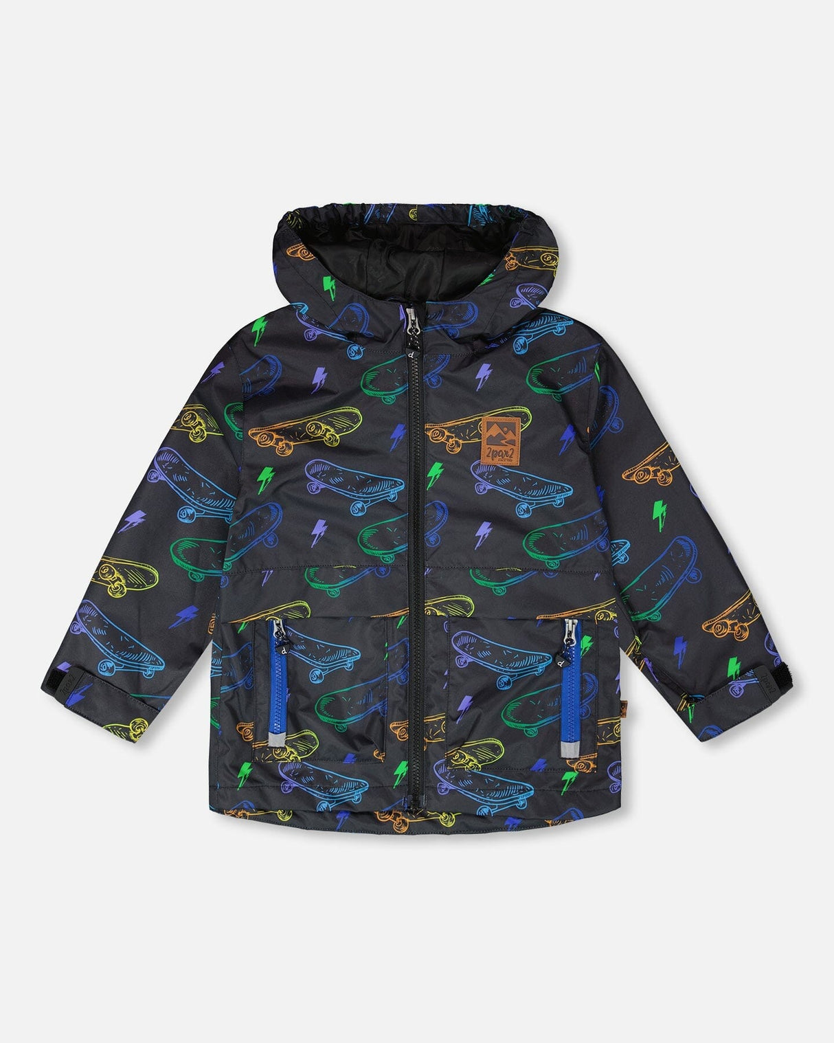Mid-Season Jacket Black Printed Skateboards-0