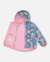 Softshell Jacket Blue Flower Print-1