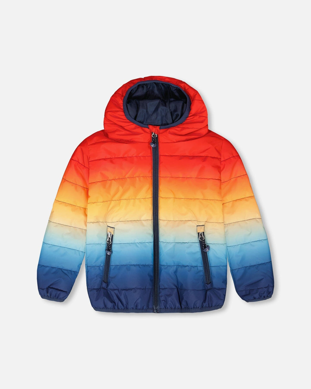 Quilted Mid-Season Jacket Orange And Blue Gradient-0