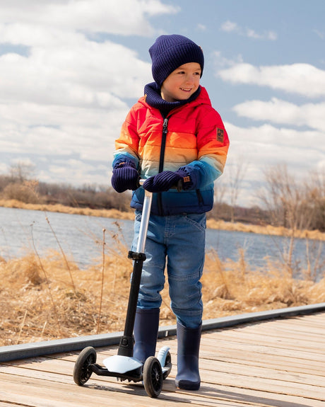 Quilted Mid-Season Jacket Orange And Blue Gradient-1