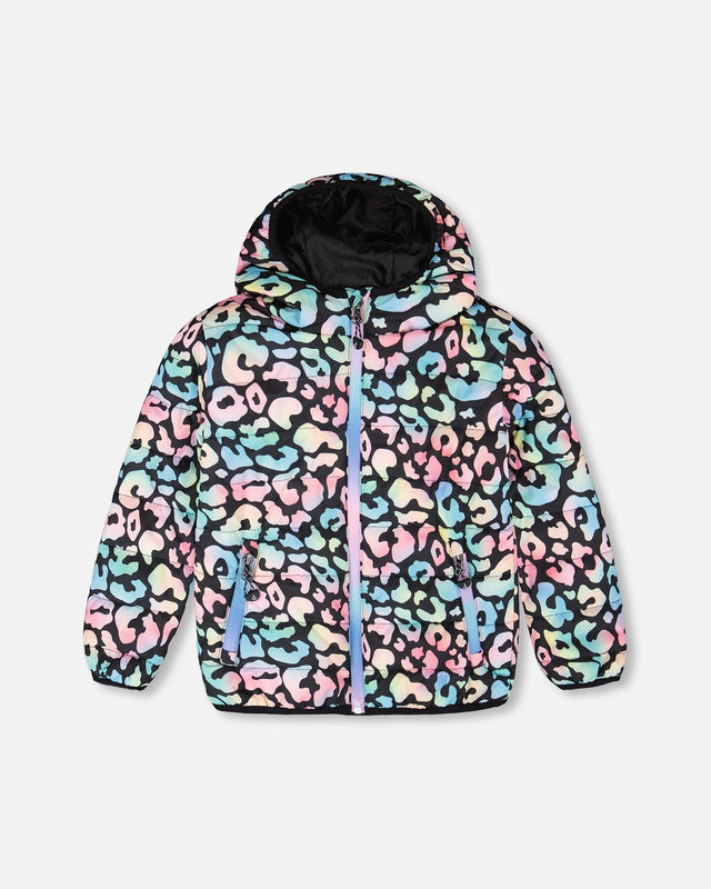 Quilted Mid-Season Jacket Black Animal Print-0
