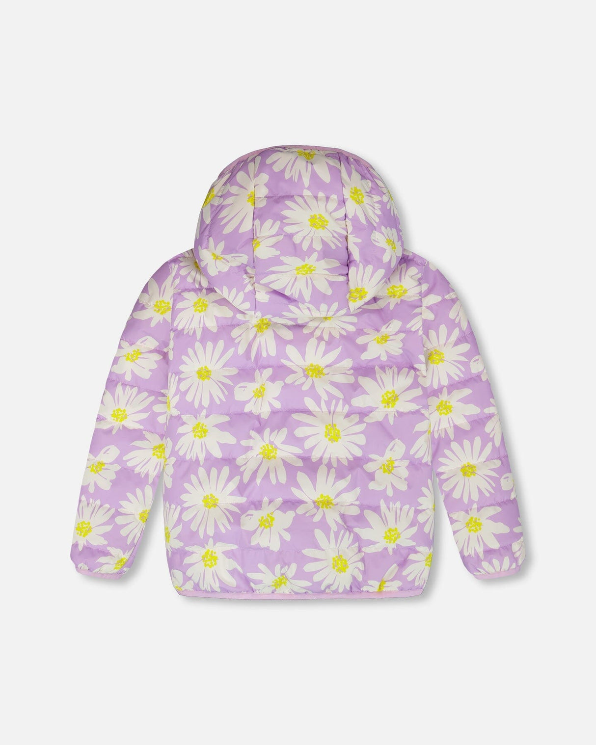 Quilted Mid-Season Jacket Purple Daisy Print-3
