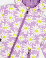 Quilted Mid-Season Jacket Purple Daisy Print-4
