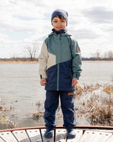 Mid-Season Jacket In Recycled Polyester Dark Green, Beige And Navy-2