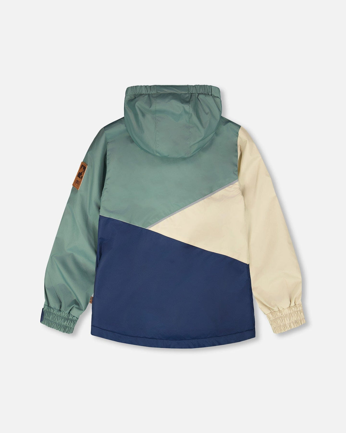 Mid-Season Jacket In Recycled Polyester Dark Green, Beige And Navy-3