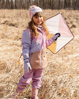 Mid-Season Jacket In Recycled Polyester Mauve, Lilac And Beige-1