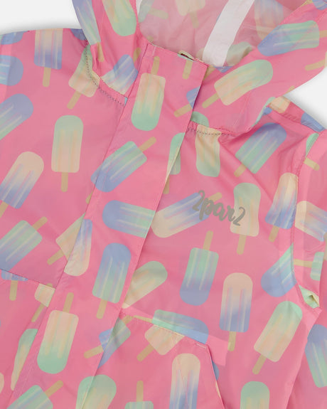Packable Windbreaker In Polyester Pink Lollipop Print-3