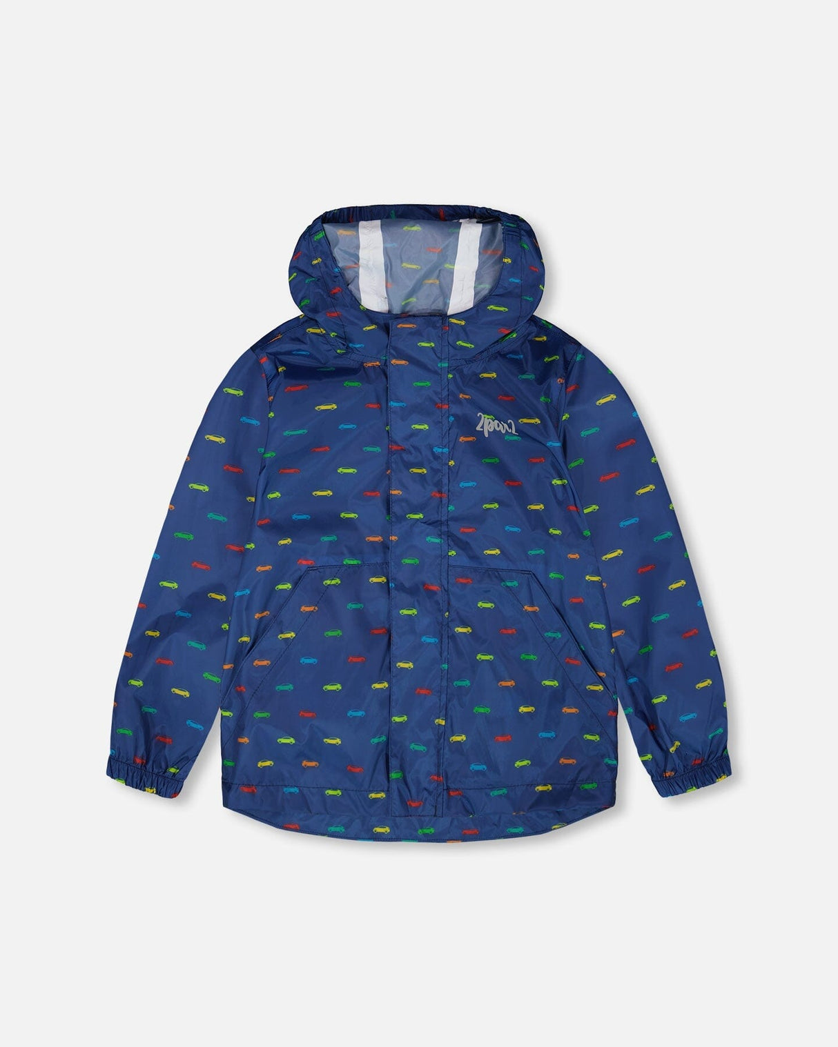 Packable Windbreaker In Polyester Blue Car Print-0
