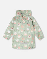 Rain Jacket In Polyurethane Green Frog Print-2