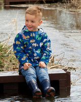 Rain Jacket In Polyurethane Blue Chameleon Print-1