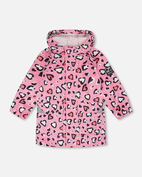 Rain Jacket In Polyurethane Pink Heart Print-0
