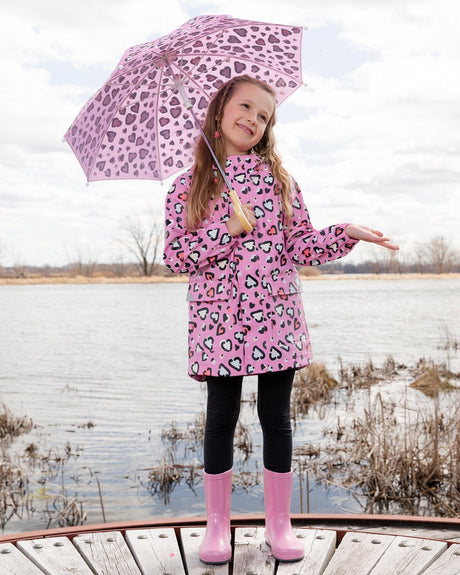 Rain Jacket In Polyurethane Pink Heart Print-2