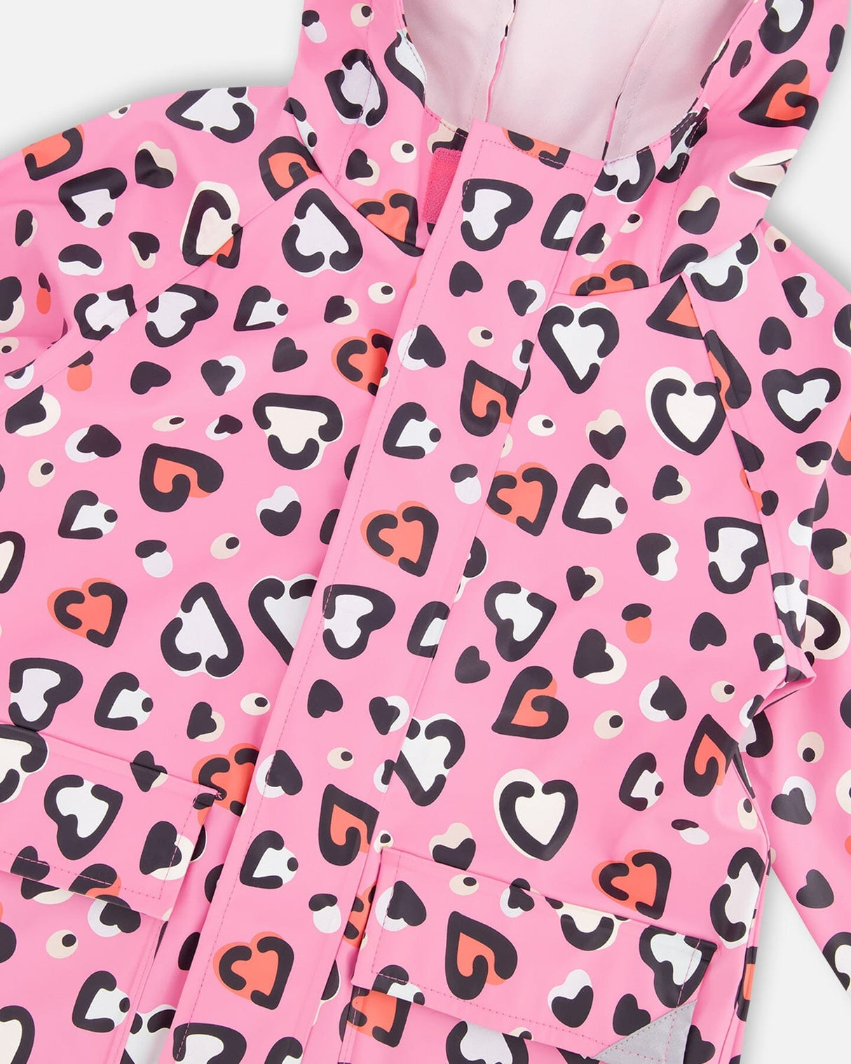 Rain Jacket In Polyurethane Pink Heart Print-4