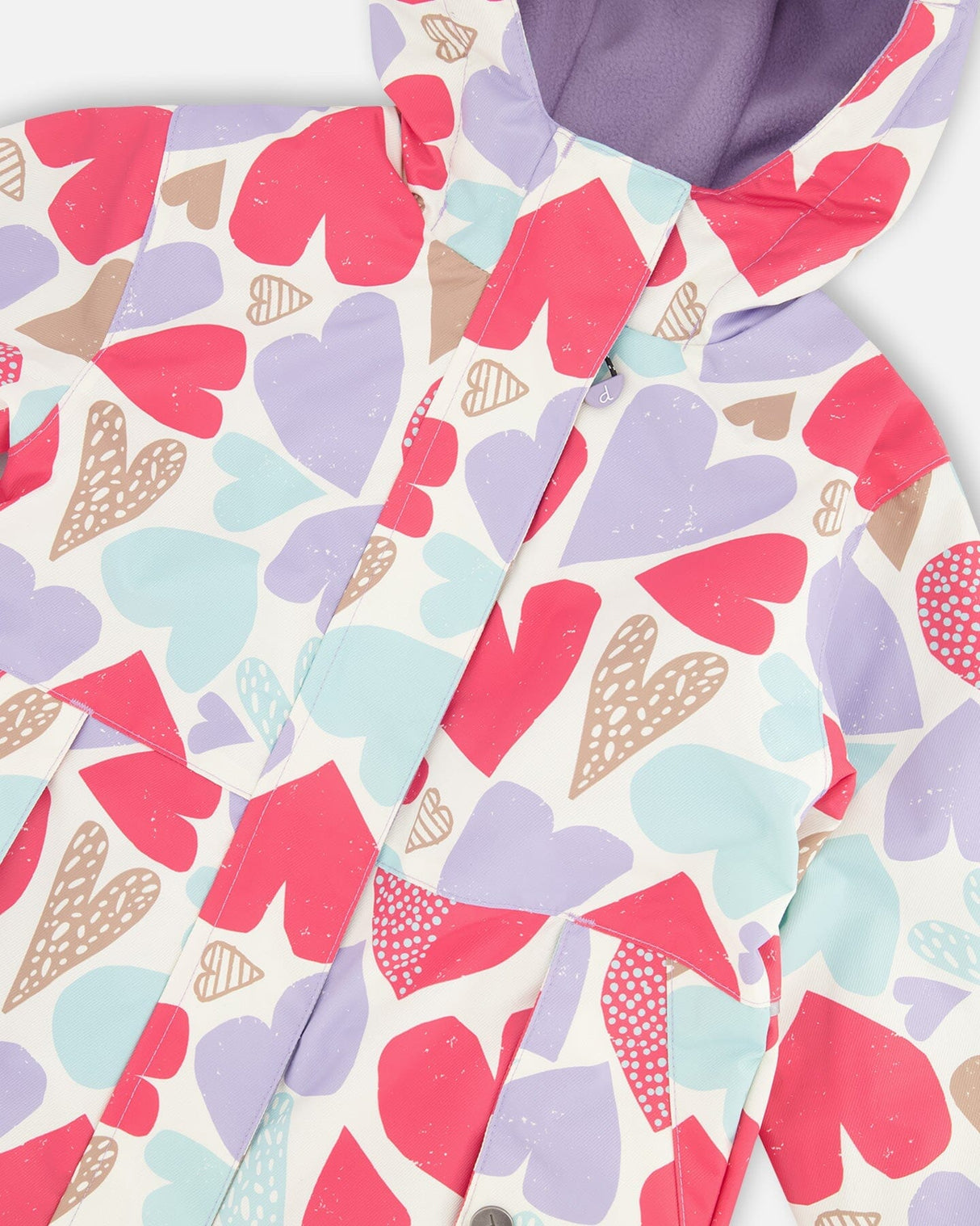 Two-Piece Mid-Season Outerwear Set White Heart Print-4