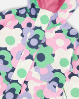 Two-Piece Mid-Season Outerwear Set Black Printed Flowers-4