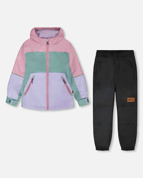 Two-Piece Mid-Season Outerwear Set Mauve Colorblock-0