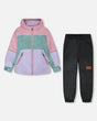 Two-Piece Mid-Season Outerwear Set Mauve Colorblock-0