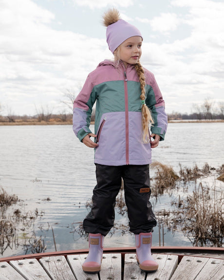 Two-Piece Mid-Season Outerwear Set Mauve Colorblock-1