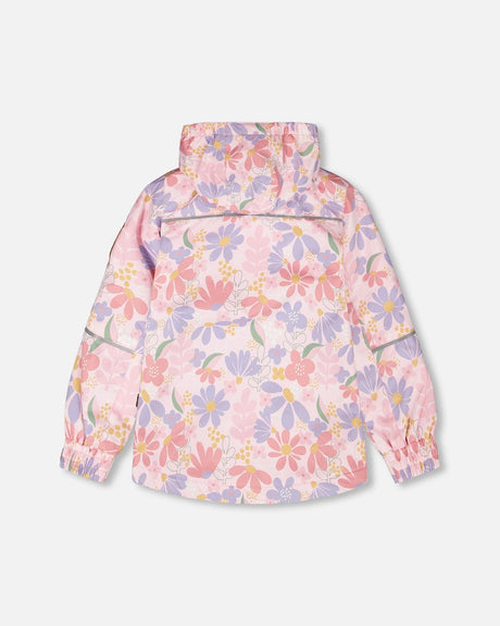 Two-Piece Mid-Season Outerwear Set Pink Flower Print-3