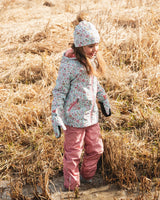 Two-Piece Mid-Season Outerwear Set Blue Mini Flower Print-1