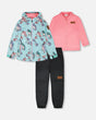 3-In-1 Two-Piece Mid-Season Outerwear Set Blue Unicorn Print-0