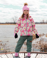 3-In-1 Two-Piece Mid-Season Outerwear Set Pink Smiling Flower Print-1