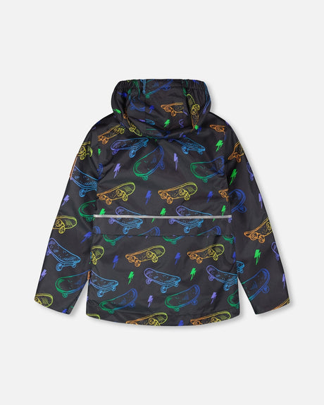 3-In-1 Two-Piece Mid-Season Outerwear Set Black Printed Skateboards-3