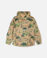 3-In-1 Two-Piece Mid-Season Outerwear Set Brown Motocross Print-2