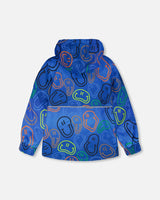 Two-Piece Mid-Season Outerwear Set Blue Printed Smileys-3