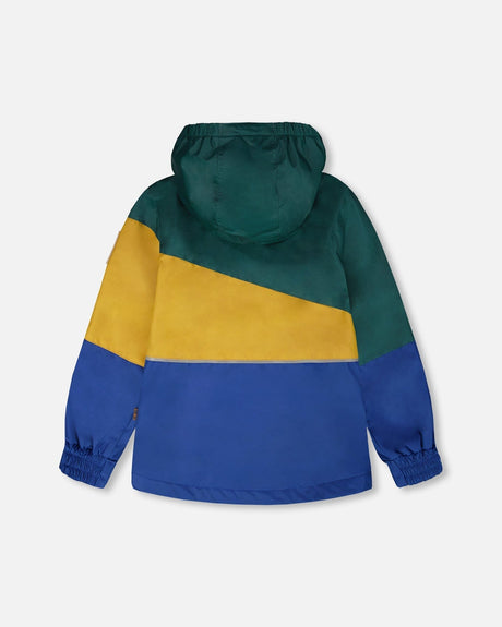 Insulated Two-Piece Mid-Season Outerwear Set Green, Yellow And Blue-1