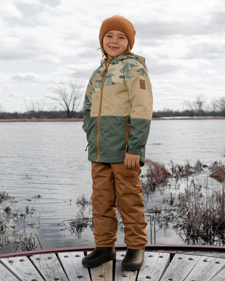 Two-Piece Mid-Season Outerwear Set Green Camouflage Print-1