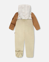Baby Mid-Season One-Piece Outerwear With Hat Beige-3