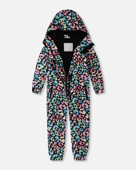 Kids Mid-Season One-Piece Outerwear Black Animal Print-3