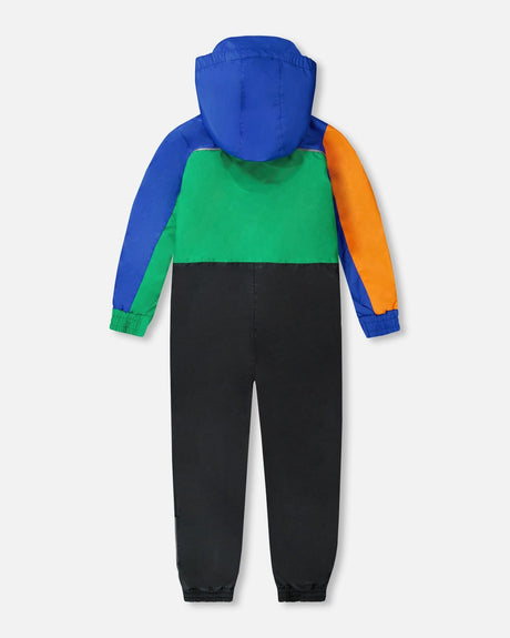 Kids Mid-Season One-Piece Outerwear Royal Blue Colorblock-3