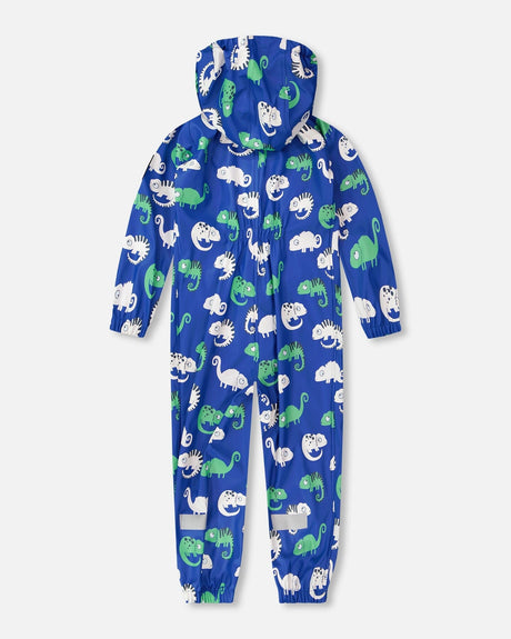 Rain One-Piece In Polyurethane Blue Chameleon Print-3