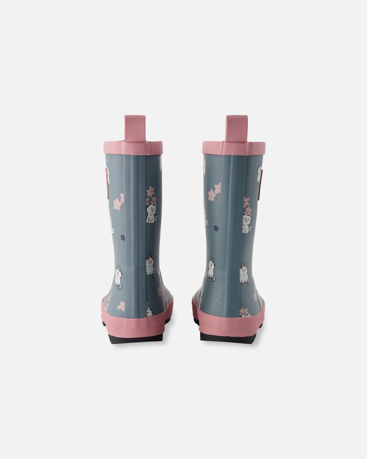 Rain Boots In Natural Rubber Green Cat Print-3
