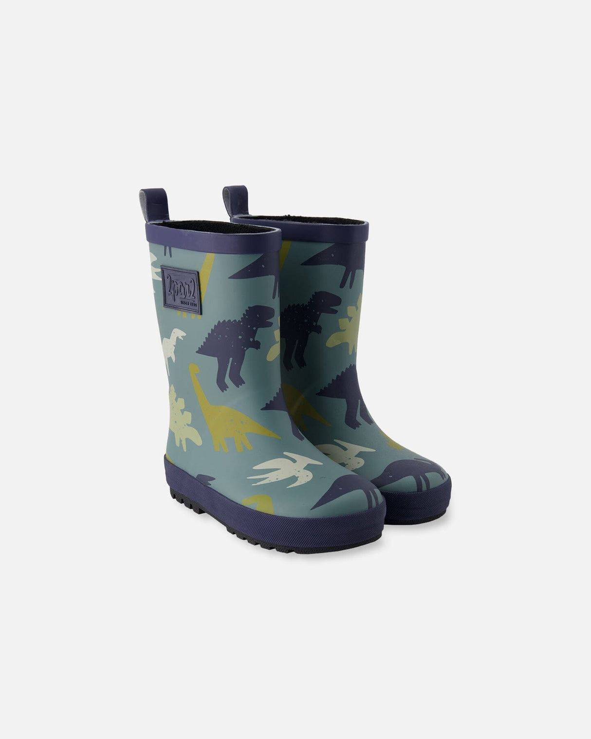 Rain Boots In Natural Rubber Green Dinosaur Print-0