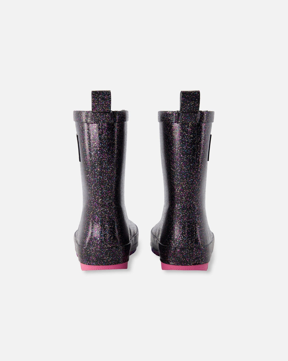 Rain Boots In Natural Rubber Black Glitter-2