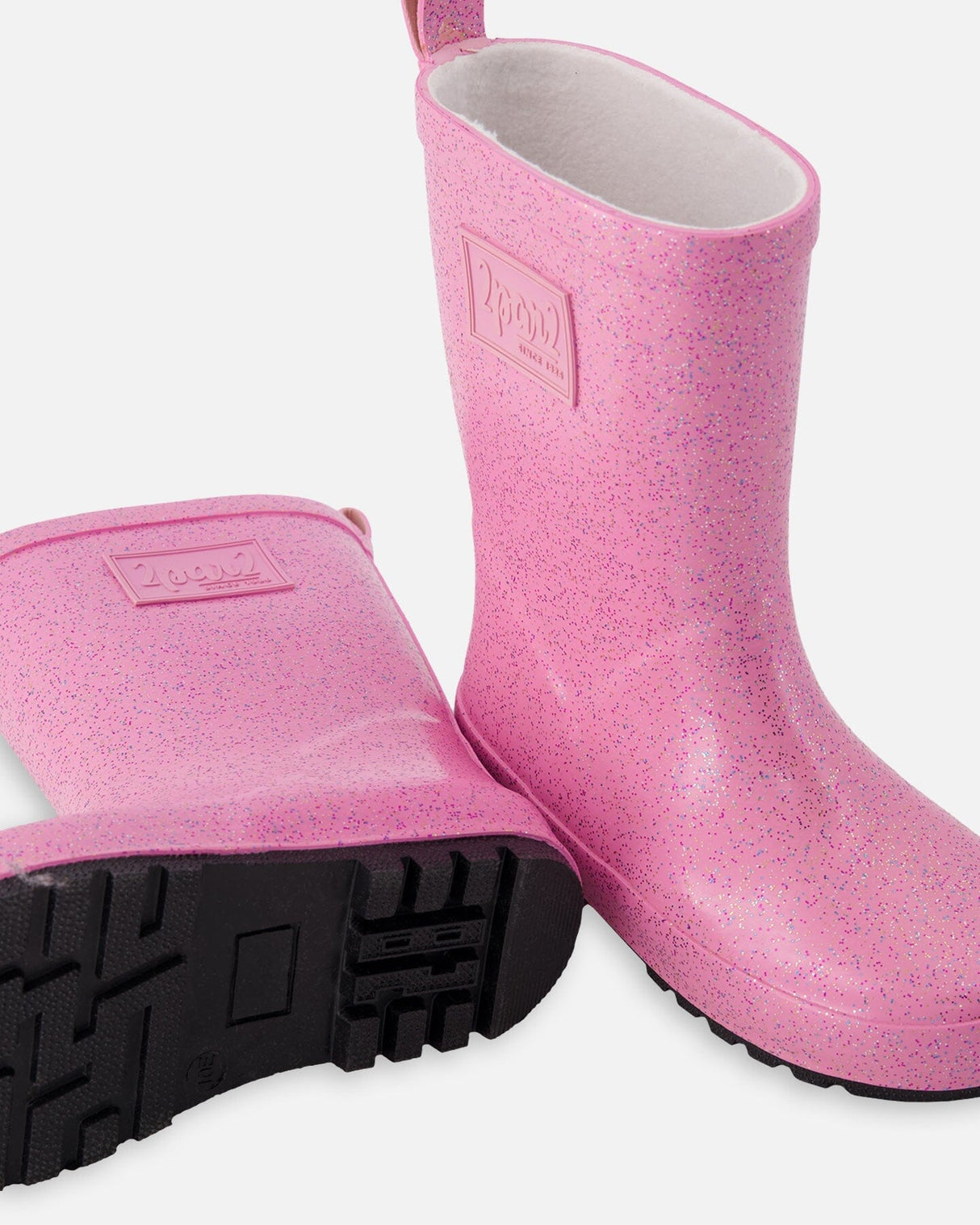 Rain Boots In Natural Rubber Pink Glitter-2