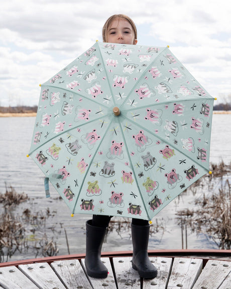 Color-Changing Umbrella Green Frog Print-1