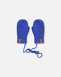 Baby Knit Mittens With Cord Royal Blue-0