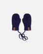 Baby Knit Mittens With Cord Navy Blue-0