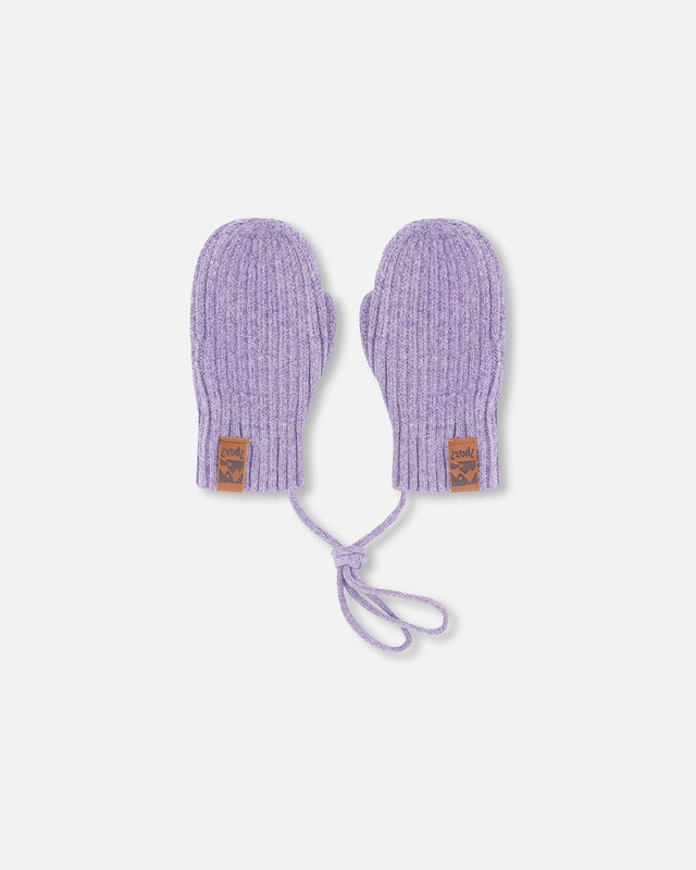 Baby Knit Mittens With Cord Lavender-0