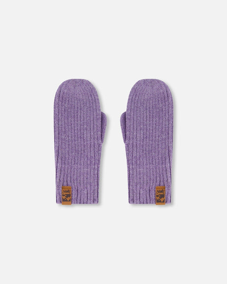 Ribbed Knit Mittens Lavender-0